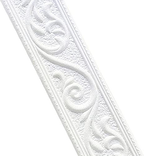 bolukets Frise Murale Adhesive Bordure De Papier Peint 3D Autocollante Étanche Sticker Ligne De Garniture Murale De La Décoration Frontière pour Cuisine Salle De Bains Chambre (blanche,230x4.8cm)