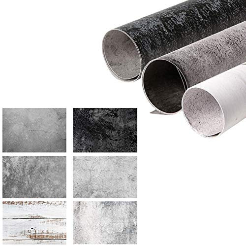 Selens 2in1 Hintergrund Fotografie Food Backdrop 56x88cm, Flat Lay Tischplatte Doppelseitiger Hintergründe Weiß Holzmaserung Betonzementwand Zement Textur 3 Stück für Gourmet Kosmetik Produkt Foto