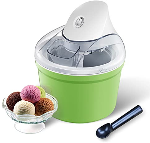 json2xml Macchina per sorbetti elettrica, Macchina per Gelato Fatta in casa da 1,2 l con Ciotola Interna Rimovibile, un'operazione Chiave, Macchina per Gelato Soft per Bambini,Green