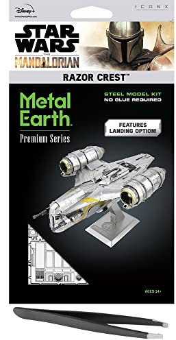 Metal Earth Fascinations Premium Series Star Wars The Mandalorian Razor Crest 3D Metall Modellbausatz Bundle mit Pinzette