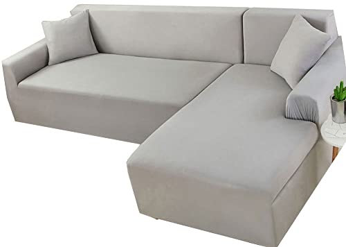 ZZDZW Sofahusse L Form, Sofabezug Wasserdicht Sofa Überzug Ecksofa Beige Rechts Links Couchbezug U Form Groß Couch Hussen 1 2 3 4 Sitzer Stretch Eckcouch L-vormig Bezug Sofabezüge