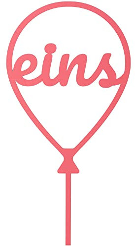 Goodtimes Cake Topper Ballon Zahl eins Rosa 26cm x 13cm Acryl