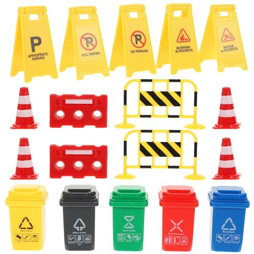 Operitacx 1 Satz Transportspielzeugmodell Kleine Leitkegel Verkehrskognitiv Straße Straßenschild Verkehrsschild Verkehrszeichen Spielen Mini-baufahrzeuge Spielset Kind Plastik Miniatur