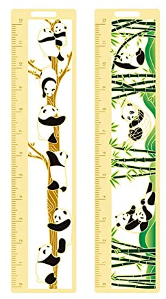 ARFUKA Bookmark 2-in-1 Bookmarks Metal Panda Reading Book Markers Ruler Hollow Design Gifts for Teachers, Students, Book Lovers Pack of 2