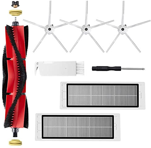 Pièces de Rechange pour Xiaomi Roborock S5 Max S6 Max S6 Pure S6 MaxV S50 S51 S55 S5 S60 S65 S6 Aspirateur, Brosse Principale Amovible, Filtres HEPA, 5-Bras Silicone Brosses Latérales Blanc