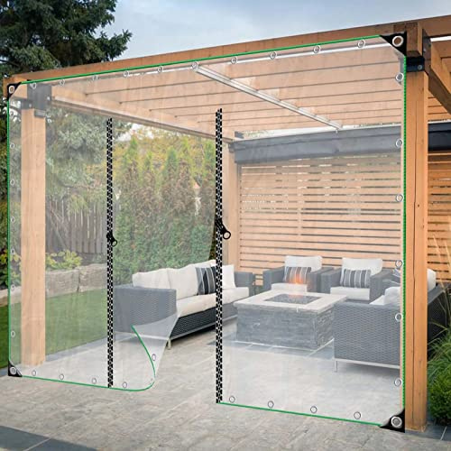 JIwqDY Outdoor Vorhang mit Reißverschluss Wetterfest Transparent Plane für Veranda, Pergola, Cabana, Gazebo, Aussenvorhang (Color : Clear, Size : 2.2X2m/7.2x6.5ft)