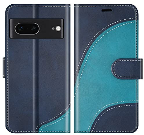 BoxTii Coque pour Google Pixel 7, Portefeuille Etui en Cuir PU, Magnétique Protection Housse Coque pour Google Pixel 7, Bleu