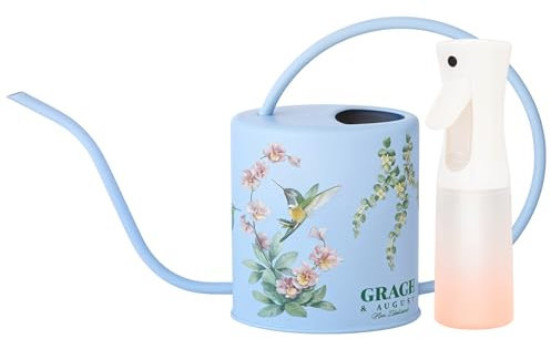 Gießkanne für Zimmerpflanzen – Gießkanne für Zimmerpflanzen – bunt, dekorative Wasserkanne für den Innenbereich – Metall-Gießkanne für den Innenbereich mit langem Ausguss – 1,5 l (Kolibriblau)
