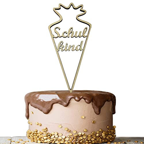 Schulkind Tortendeko Holz Einschulung Kuchen Dekoration Holz Schulanfang Party Deko (Schulkind)