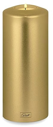 Qult Farluce Classic Metallic Cremegold • ∅ 8 cm Höhe 18 cm • Teelichthalter in Kerzenform • Kunststoffkerze in Kerzenoptik • Mit Teelichteinsatz • inkl. 1 TLN50 Nightlight Teelicht