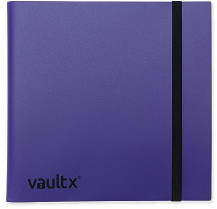 Vault X 12 Pocket Strap Trading Card Binder 480 Cards Side Loading (Purple) | Holds 480 standard-size TCG cards in 20 side-loading 12-pocket pages. Padded, water-resistant cover.