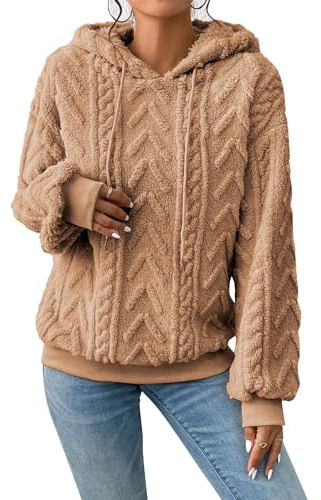 Zetieny Sudadera con Capucha Mujer Cálida de Forro Polar Informal Oversize | Tejido Mullido, Suave y Cálido, con Cordón, Dobladillo Elástico, Jacquard, Color Puro, Trabajo, Ropa de Ocio, Vacaciones
