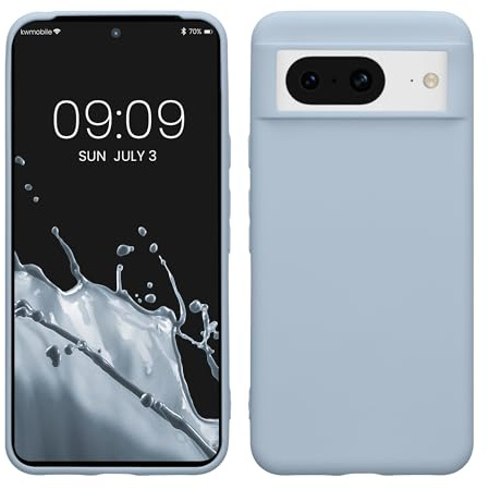 kwmobile Hülle für Google Pixel 8 TPU Case - Handyhülle unterstützt kabelloses Laden, Flexible Schutzhülle, gummiertes Cover in Hellblau matt