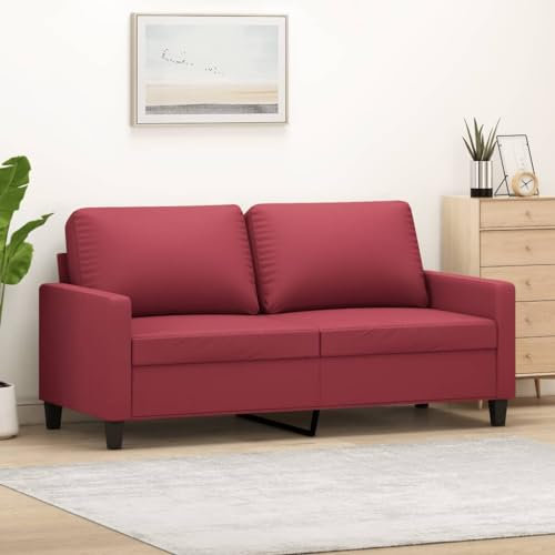 UTSRABFA Sofa Ecksofa Modulares Sofa Chaiselongue Sofa 2-Sitzer-Sofa Weinrot 140 cm Kunstleder Geeignet für Schlafzimmer, Wohnzimmer, Esszimmer, Büro