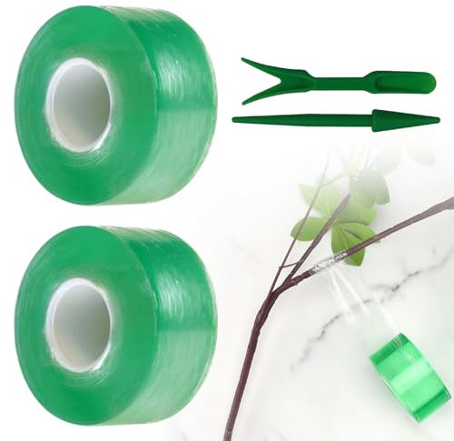 Veredelungsband Grün, 2 Rolle 2cm x 100m Veredelungsband für Obstbäume, Veredelungsband, Veredelungsband Dehnbar, Veredelungsband für Garten, Veredelungsband Pfropfband, für Garten Baum Sämling Grün
