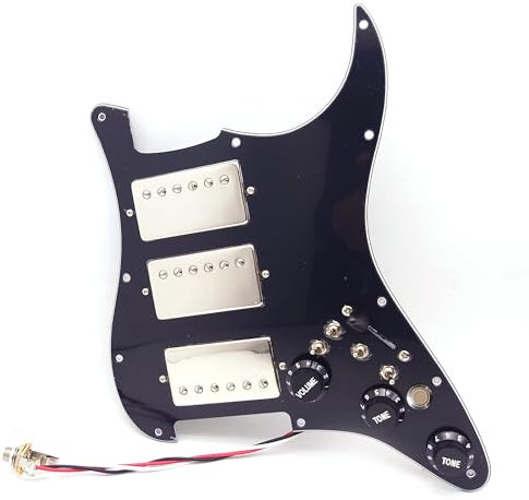 HHH Prewired Loaded Guitar Pickguard Alnico 5 Humbucker Chrome Pickups Coil Splitting Switch for Fender Stratocaster Electric Guitar