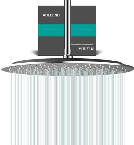 AULEEND Rain Shower Head, Work with Any Decorative Style，All Metal Rainfall Shower Head (Chrome, 16 Inch)