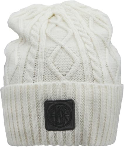 IMMA AS Roma ASR Leder-Patch, Strick, Skipper Beanie, Weiß