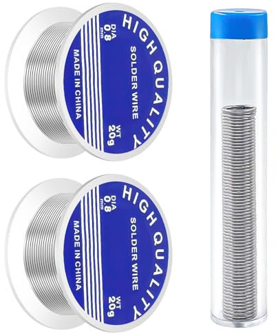 3Pcs Soldering Wire, 20g/8g Solder Tin Wire, 0.8mm Practical Solder Wires with Rosin Core, Low Melting Electronic Soldering Wire on Roll, Solder Wire with Flux for Electric Repairing