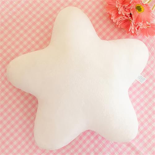 Kuschelkissen Kinder Niedlich Stern Plüsch Kissen Dekokissen Weiche Flauschige Sternform Zierkissen Sofakissen für kuschelecke Kinderzimmer Schlafzimmer Deko (Weiß,38 cm)