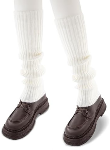 ZKGYUS 1 Paar Winter Leg Warmers, Stulpen Oktoberfest Damen, Stulpen Weiß Für Damen, Beinwärmer Kinder, Hohe Fußlose Kniestrümpfe, Knöchelwärme, Länge 49 cm（Weiß）