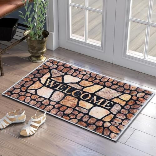 7VSTOHS Zerbino Ingresso Esterno 50x80cm, Tappetini per Porte da Interno Lavabili, Zerbino da Interno Antiscivolo, Tappetino Assorbente per Ingresso Interno, Patio, Interno, Esterno