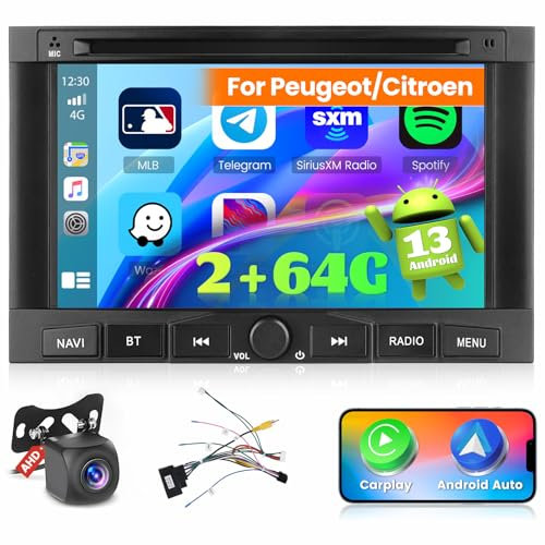 Ohradio 2GB+64GB Radio Android 15 für Peugeot 3008 5008 Citroën Partner Berlingo 2010-2016 Autoradio 2 DIN Carplay Wireless Android Auto 7 Zoll Touchscreen mit GPS WiFi AHD Rückfahrkamera MIC