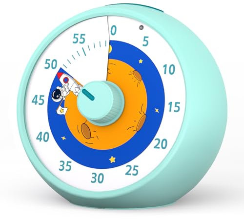 Visual Timer pour Les Enfants, Cuisine Salle de Classe Compte à rebours de 60 Minutes, Outil de Gestion du Temps de Bureau pour Les Enfants, opération silencieuse, pomodoro Timer (Planète Bleue)