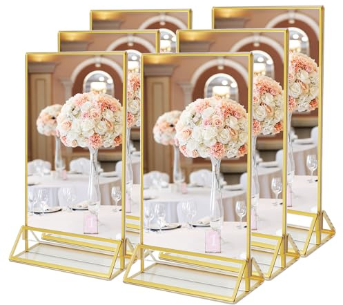 SANLIKE 6er Gold Acryl Bilderrahmen Klein Staffelei Doppelseitig Hochzeit