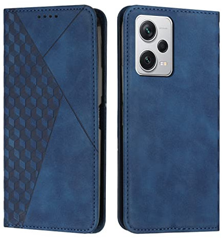 KOUYI Kompatible mit Xiaomi Redmi Note 12 Pro 5G Hülle, PU Leder Weich TPU Klapphülle Kartenfächer Magnetic Standfunktion Flip Wallet Shockproof Handyhülle (Blau)