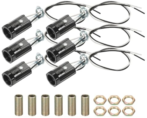 PATIKIL Porta Lampada a Candeliere con Presa a Vite, 6pz Porta Lampadina E12 Senza Interruttore Ul Elencato con Fili da 9,8 per Lampadine a Led Incandescenti E12, 2,1 Altezza