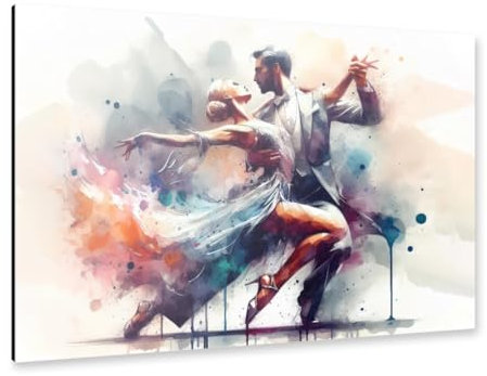 artboxONE Alu-Print 75x50 cm Tanzendes Paar in Aquarell von Künstler Paul Rommer