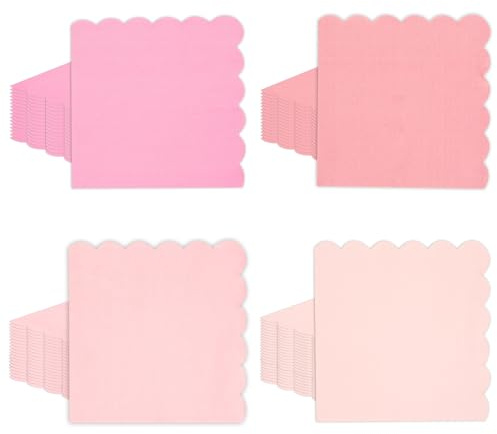 48 Stück Rosa Servietten 33x33cm,gewellter Rand Farbverlauf Cocktailservietten für Geburtstage Hochzeit Brautparty Dinner Party Getränkeservietten