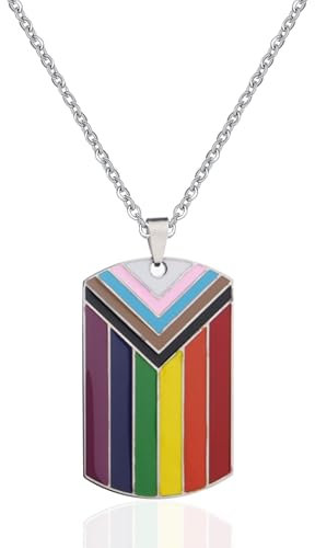 Hillylolly Regenbogen Kette Pride Necklace, schöner Rainbow Anhänger, Kette Anhänger Rainbow, Damen Herren Halskette, Lgbtq Halskette, Gay Schmuck, Lgbtq Accessoires, Geburtstag Geschenk (Stolz)