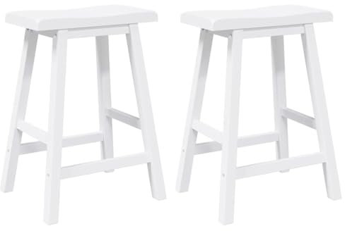vidaXL Barhocker 2 STK. Weiß Massivholz Gummibaum, Stuhl, Küchenhocker, Kneipenstuhl, Bistrostuhl, Restaurantstuhl, Tresenstuhl, Barhocker Holz