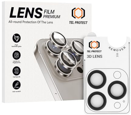 Tel Protect Premium Kameraobjektiv-Schutzfolie für iPhone 14 Pro / 14 Pro Max, Gehärtetes Glas, Anti-Kratzer