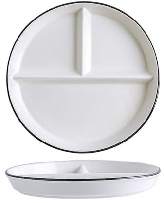 Hoshisea Porzellan Mittagessen Teller, Teller mit Unterteilung, Geteilter Teller Porzellan, Geteilter Teller, Geteilter Teller Aus Keramik, für Erwachsene, Kinder, Picknick, Abendessen（Weiß）
