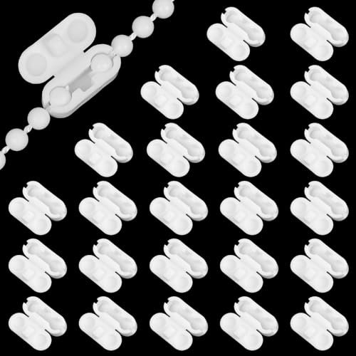HOTUT Pack of 24 Plastic Chain Connectors Fits Roller, Roller Blind Cord Connector Clips, Replacement Blind Pull Cord Connector Fits 4.5 mm Roller, Roman and Vertical blinds