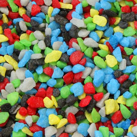 Hanicks Aquarium Gravel & Sand Substrate for Fish Tanks - Natural Stones, 3-5mm, Perfect for Plant Growth (5 kg, Rainbow Mix Gravel)