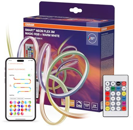 Osram SMART WIFI NEON FLEX 3M Magic RGB 830 RC | Smart+ Wifi Neon Flex, Ambient Mood Light, Weiß, 30000 h, 1-Pack
