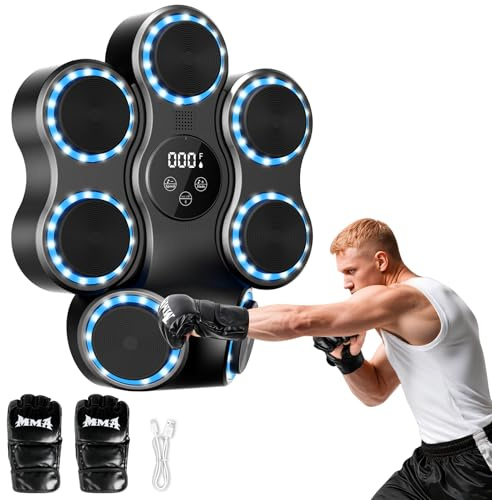 FBSPORT Music Boxing Machine,Smart Musik Boxen Machine mit Boxhandschuhen, Boxen Training Ausrüstung für Erwachsene Kinder, Boxmaschine mit Musik mit 7 Strike Points 11 Modi & 9 Geschwindigkeiten