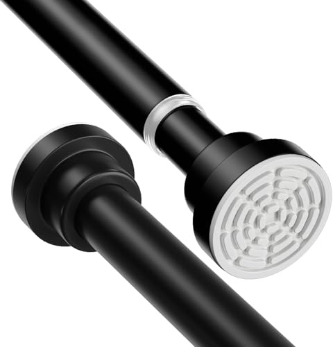 AIZESIShower Pole,Tension Rods 79 To 195 Cm, Spring Tension Curtain Rod, Tension Rods For Curtains, Extendable Tension Pole,Black Curtain Poles No Drilling For Window, 1pcs
