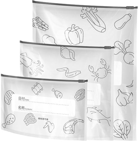 60-Pack Aluminum Foil Zip Lock Bags, 3-Sizes Heavy Duty Food Storage Bags, Reusable Freezer Bags with Expandable Bottom for Kitchen, Meal Prep, Vegetable Fruit Meat