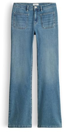 OPUS Damen Flared | ELMA Retro Flared Jeans mit Vintage Appeal Low Rise mid Revive Blue, 38 L32
