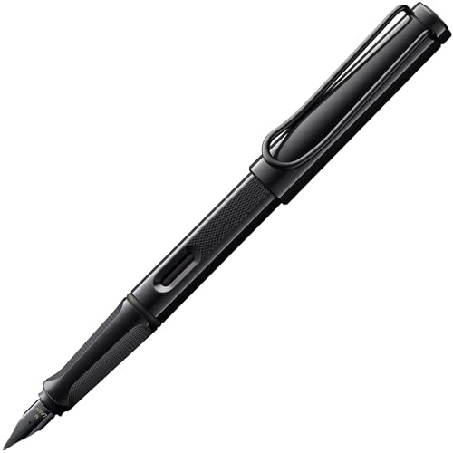 Lamy safari meteorite Füller mit polierter Stahlfeder in Strichbreite M | Lamy Füller mit ergonomischem Griff - robuster ASA-Kunststoff - inkl. Tintenpatrone LAMY T 10 blau - Rechtshänder