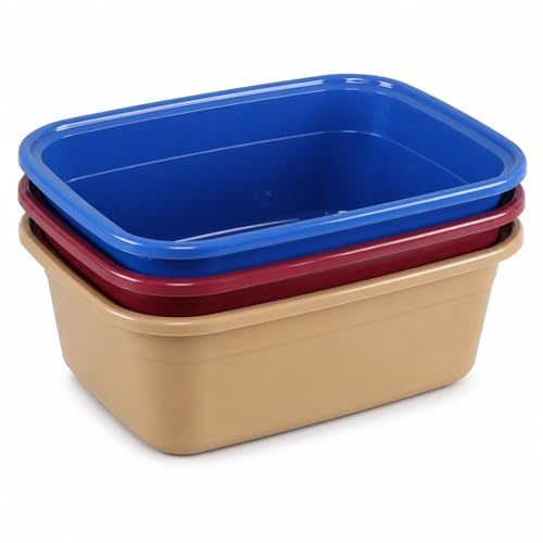 Hynomiky 12 Litre Small Washing up Bowls, 3 Pack Plastic Washing Basin