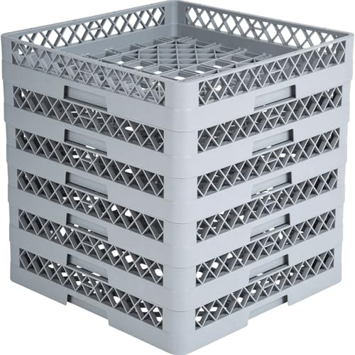 MORLEOS Spülkorb für Töpfe 50x50-6er Set für Gastro Spülmaschine – Gläserspülkorb 49x49x10 cm (grobmaschig) – Kunststoff Geschirrpülkorb für Restaurant Hotel Catering – Abtropfgitter robust