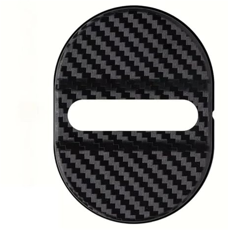 4Pcs Carbon Fiber Car Door Lock Protector Plate Shockproof Noise Reduction Rubber Pad Universal Auto Cover Car Door Shock Absorber Pads(Black-4 Pcs)