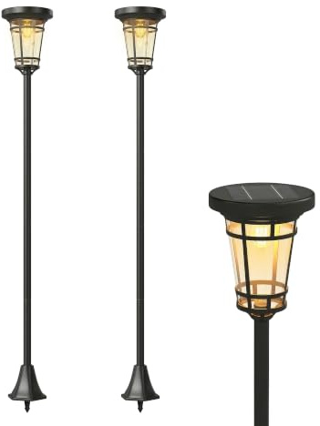 Outsunny Solar Laterne 2er-Set Stehleuchte 180cm Höhenverstellbar Außen | Gartenlaterne, 2 Helligkeitsmodi, Lichtsensor Schalter, IP44, für Garten Balkon, Solar Laternen, Solarlampen, Solarlaterne