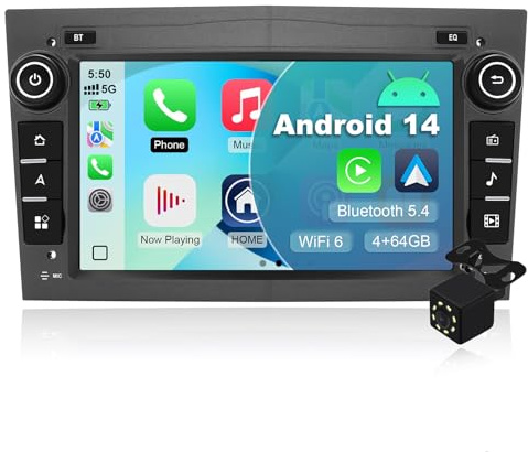7 Inch Android 14 Car Stereo Radio for Opel Vauxhall Corsa C/D Zafira B Astra G/H Meriva Combo Signu Wireless CarPlay Android Auto FM RDS GPS WiFi Navigation Multimedia Player